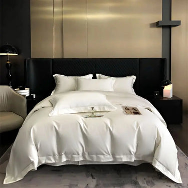 Luxury White Grey Egyptian Cotton 1000TC Hotel Grade Embroidery Duvet Cover Bedding Set